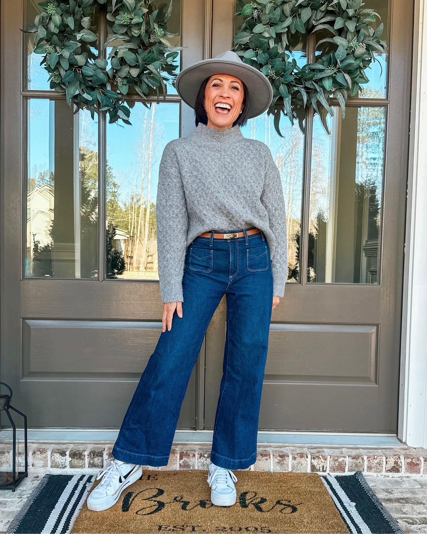 Shades of grey 🐘
Timeless, chic, elegant & always on trend. Grey sweater. Grey  turtleneck. Sweater outfit. Winter style. Fedora hat. Wide brim hat. Wide leg jeans  

#LTKstyletip #LTKover40 #LTKSeasonal