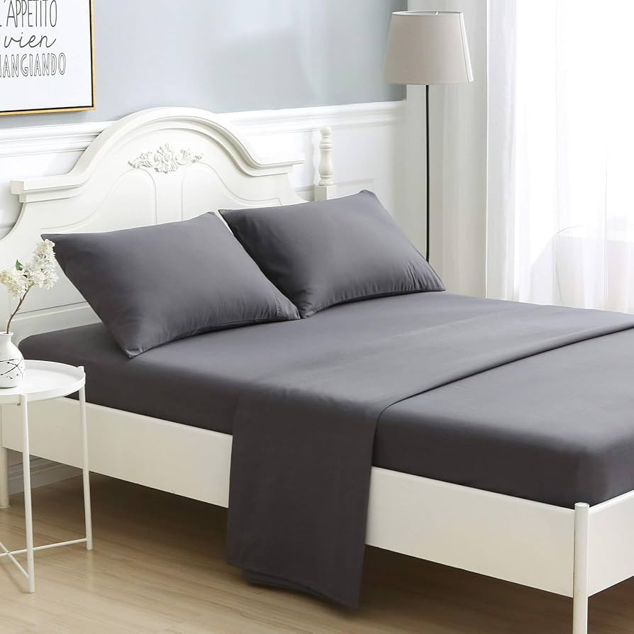 ILAVANDE Grey Queen Sheets Set, 4 Piece Hotel Luxury Super Soft 1800 Series Microfiber Queen Bed ... | Amazon (US)