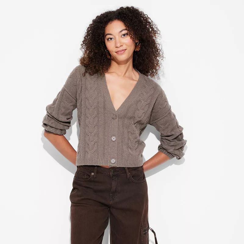 Women's Oversized Cable Sweater Cardigan - Wild Fable™ | Target