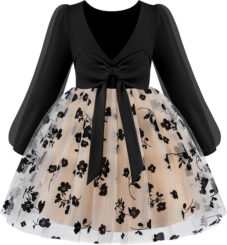 Arshiner Toddler Girls V Back Tutu Dress Tulle Puff Long Sleeve Wedding Birthday Party Fall Toddl... | Amazon (US)