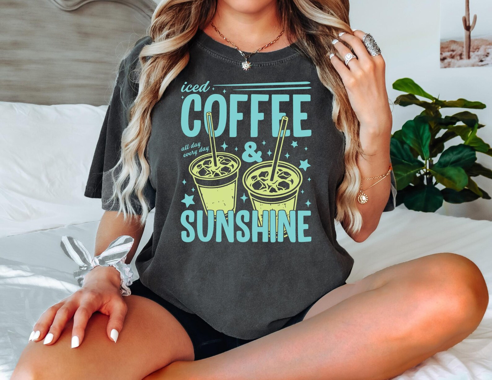 Iced Coffee and Sunshine Shirt, Iced Coffee Shirt, Coffee Lover Gifts, Summer Tshirt, Summer Vibe... | Etsy (Global)