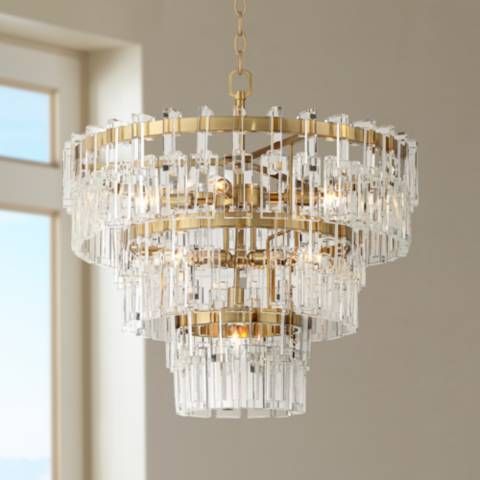 Donegan 23 1/2"W Burnished Brass 8-Light Crystal Chandelier | Lamps Plus