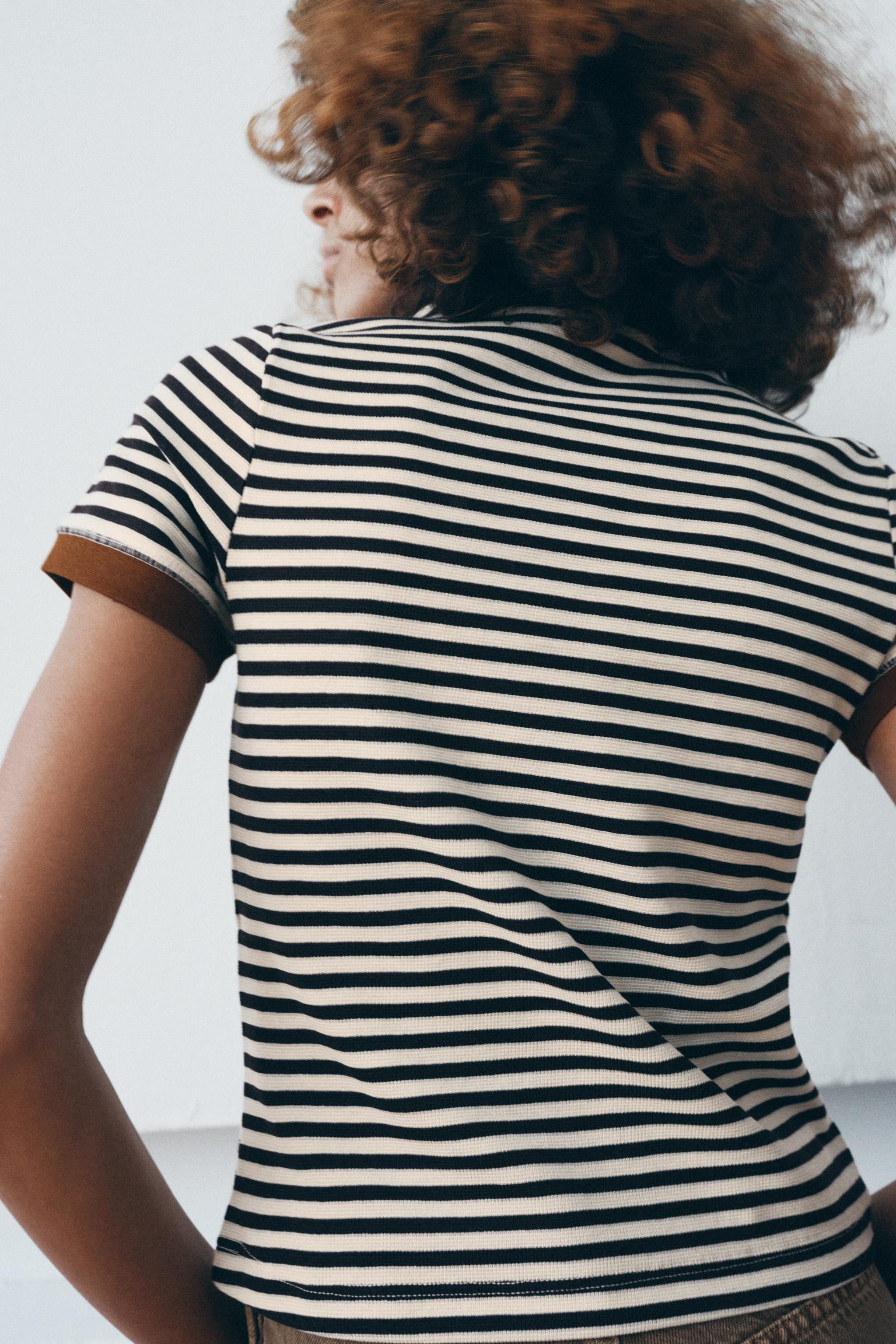 STRIPED SHORT SLEEVE T-SHIRT | Zara UK