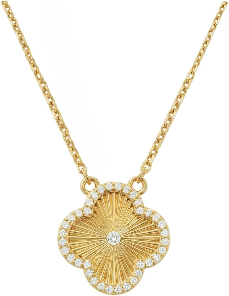 Billet-doux 14k Gold-Plated Clover Necklace for Women, Sparkling Four-Leaf Shiny Clover Pendant w... | Amazon (US)