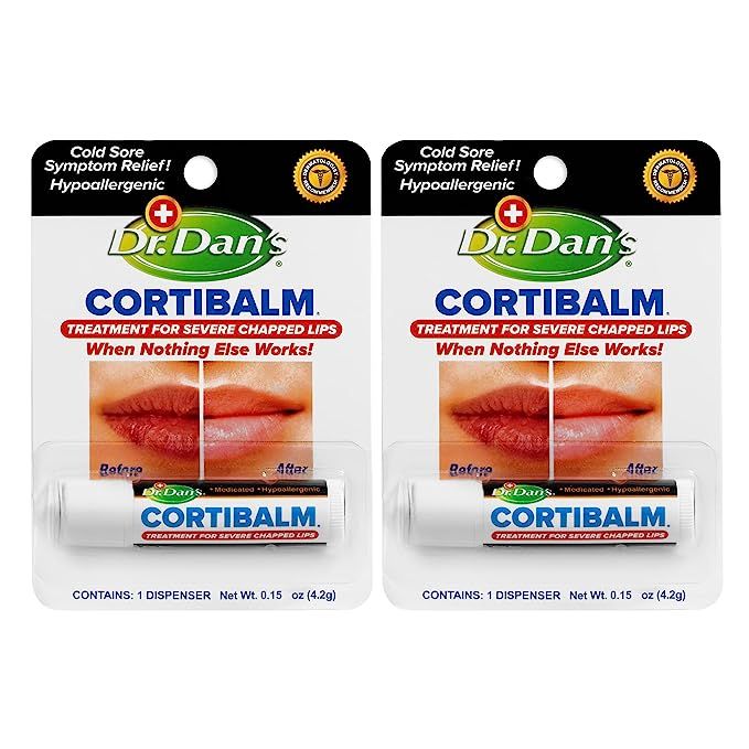 Dr. Dan's Cortibalm-2 Pack- for Dry Cracked Lips - Healing Lip Balm for Severely Chapped Lips - D... | Amazon (US)