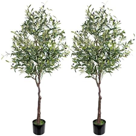 CROSOFMI Artificial Olive Tree Plant 4 Feet Fake Topiary Silk Tree, Perfect Faux Plants in Pot for I | Amazon (US)