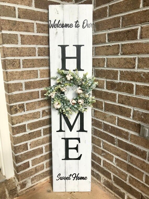 Welcome to our home porch sign, Farmhouse porch sign, home wreath sign, wooden welcome to our hom... | Etsy (US)