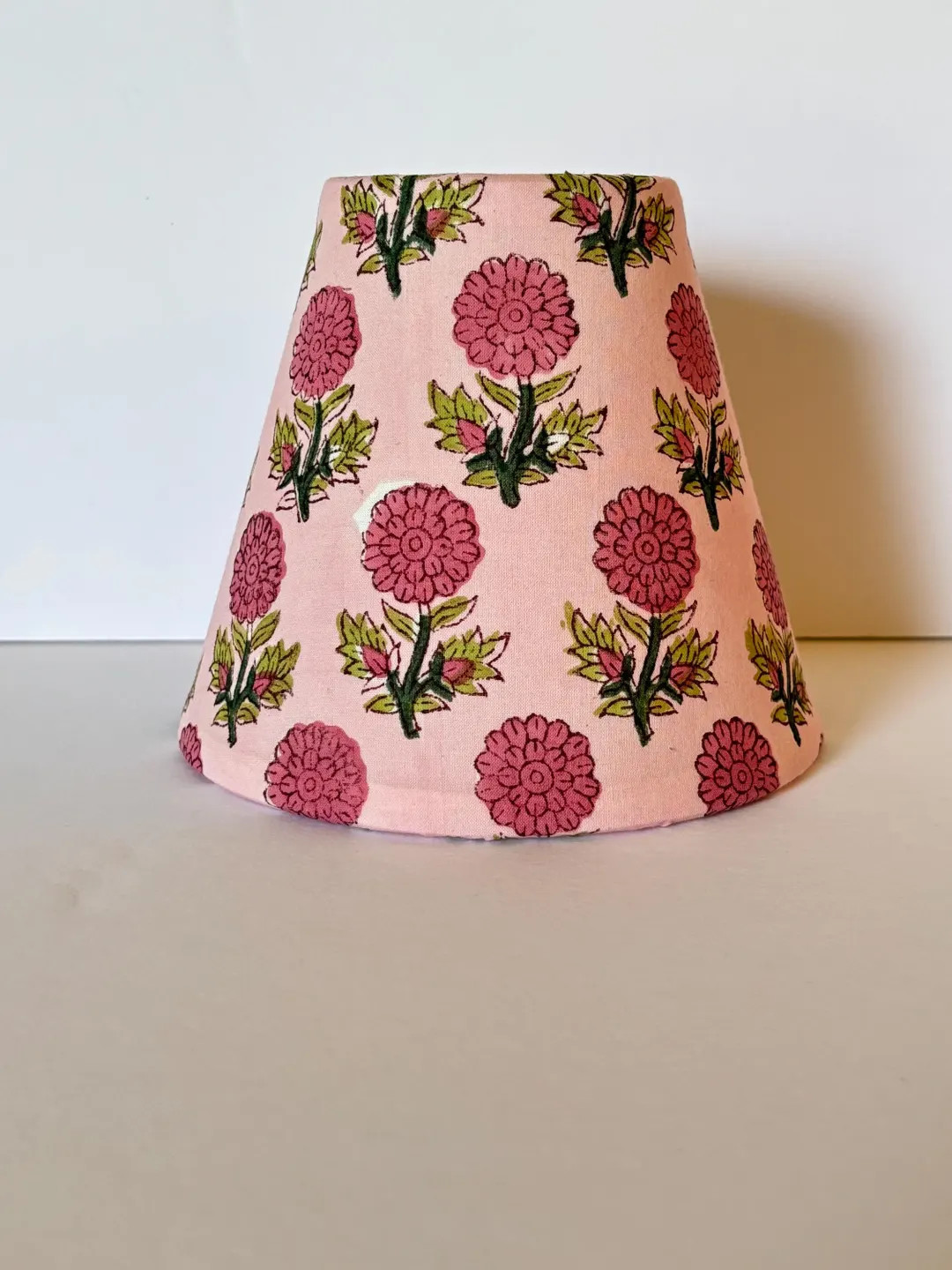 MADE TO ORDER Light Pink Block Print Fabric Sconce Chandelier Lamp Shade - Etsy | Etsy (US)