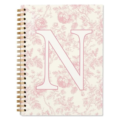 ShowDraven Pink Initial Notebook Embroidered N, Teacher Journal,Aesthetic Notebook, Monogrammed Personalized Stationery Gifts for Women,Preppy School Supplies for Girls 5.5x8.3 | Amazon (US)