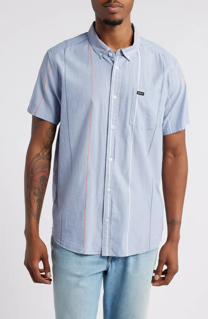 RVCA Cassidy Stripe Short Sleeve Button-Down Shirt | Nordstrom | Nordstrom