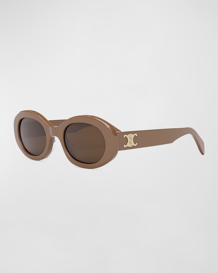 Celine Triomphe Acetate Oval Sunglasses | Neiman Marcus