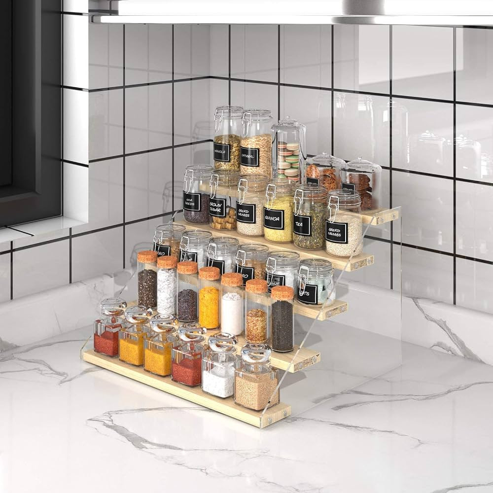 VAEHOLD Spice Rack Organizer for Cabinet & Countertop - Seasoning Organizer Spice Shelf - Space S... | Amazon (US)