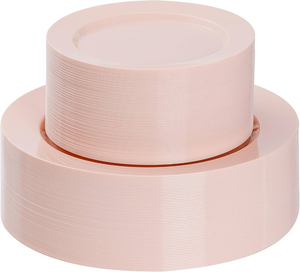Goodluck 120PCS Disposable Pink Plastic Plates, Heavy Duty Disposable Plates with 60 10.25 inch P... | Amazon (US)