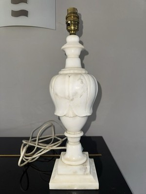 Vintage White Carved Carving Alabaster marble table lamp lighting Italy decor | eBay | eBay US