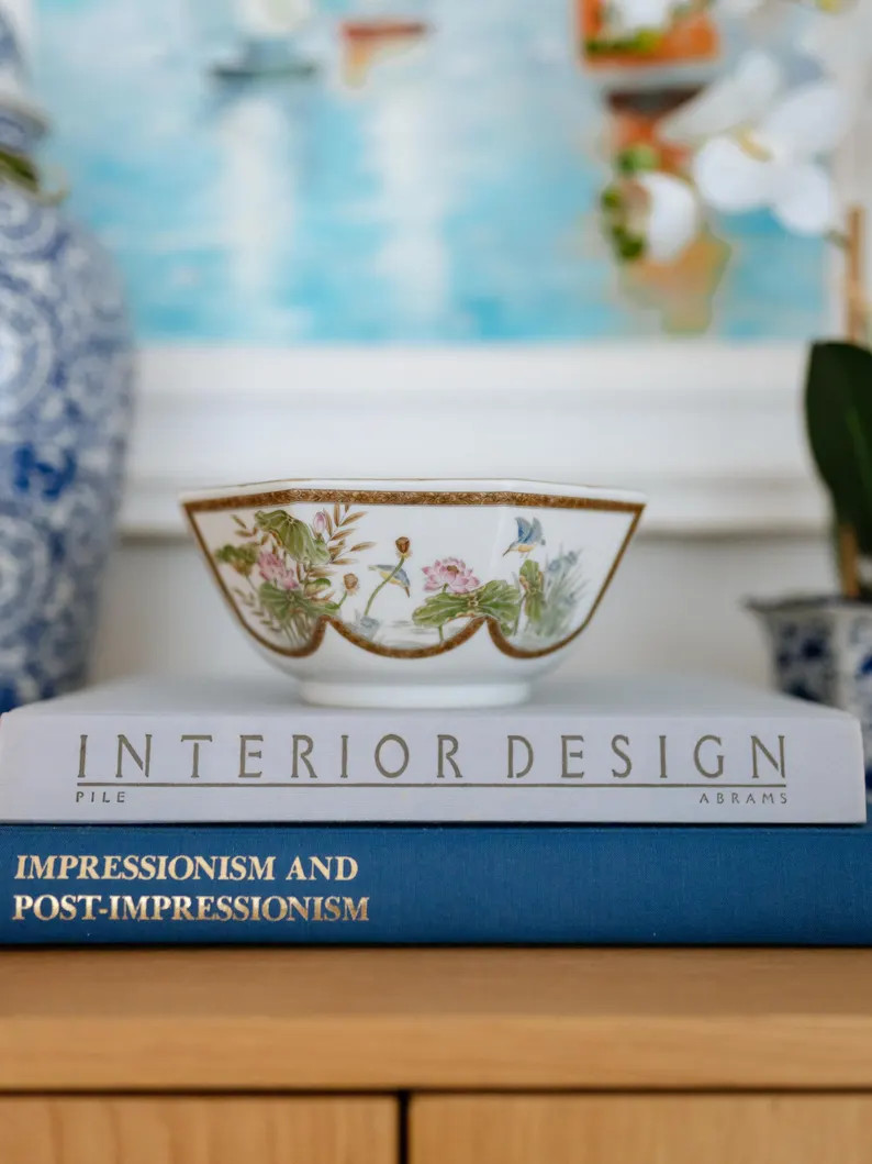 Vintage Chinoiserie Decorative Bowl Vintage Grand Millennial Home Decor - Etsy | Etsy (US)