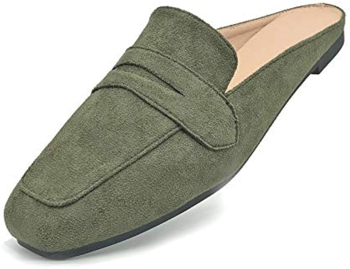 Mules for Women Shoes Slip on Flats Backless Penny Loafers Closed Toe Mule Slides | Amazon (US)