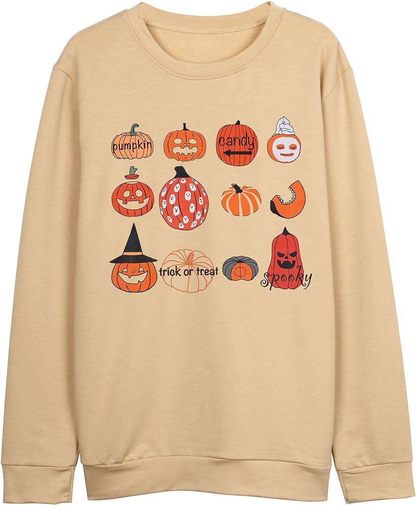 VILOVE Womens Halloween Pumpkin Sweatshirts Casual Loose Holiday Pullover Tops | Amazon (US)