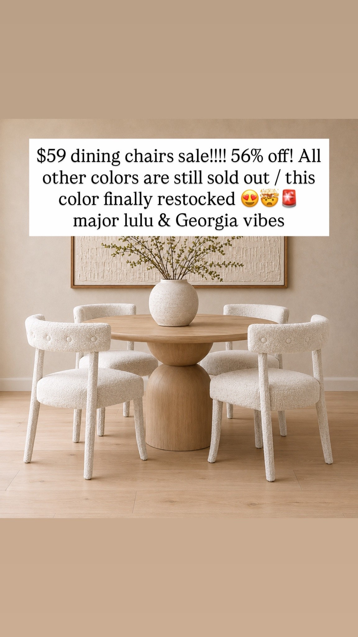 $59 dining chairs sale!!!! 56% off! All other colors are still sold out / this color finally restocked 😍🤯🚨 major lulu & Georgia vibes