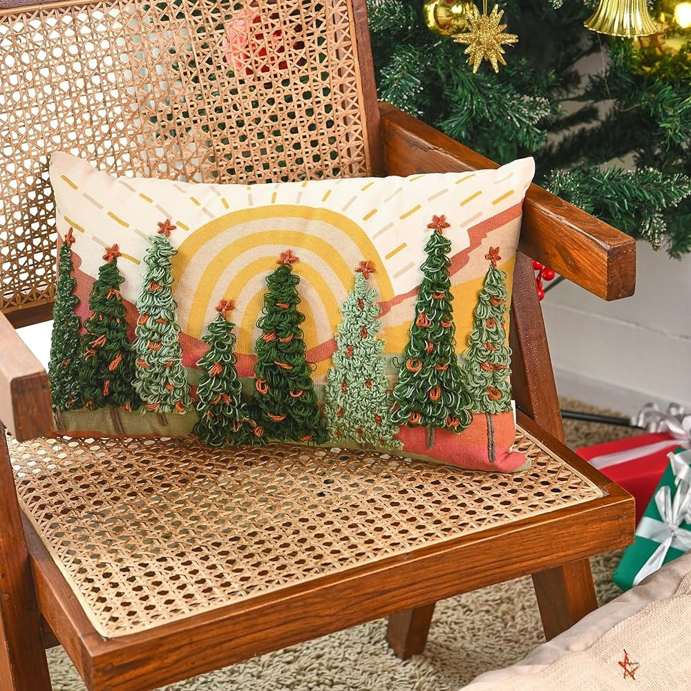 Folkulture Christmas Throw Pillow Covers 12x20, Decorative Couch Pillows for Living Room, 100% Co... | Amazon (US)