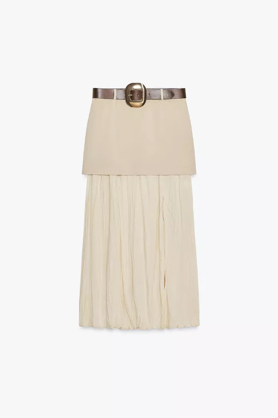 BELTED COMBINATION MIDI SKIRT | Zara US