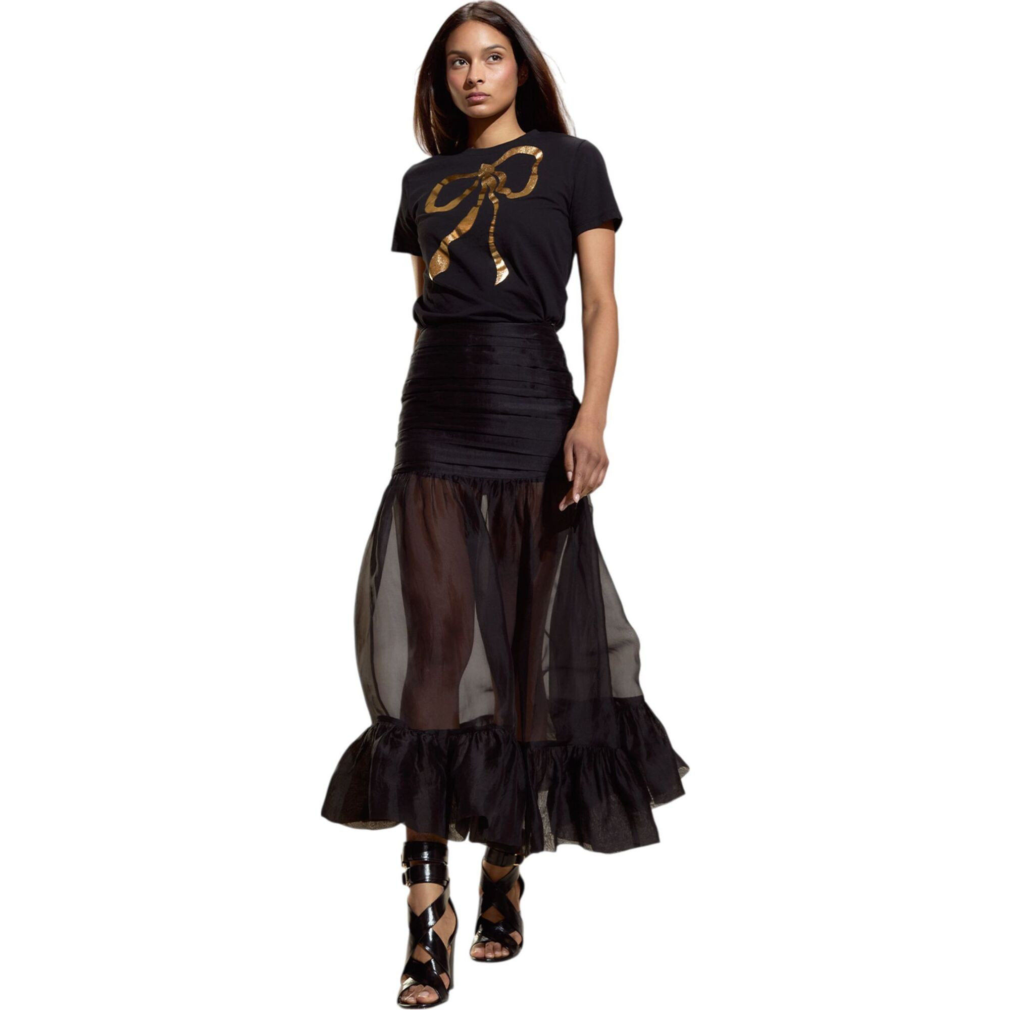 Serafina Silk Skirt, Black | Maisonette