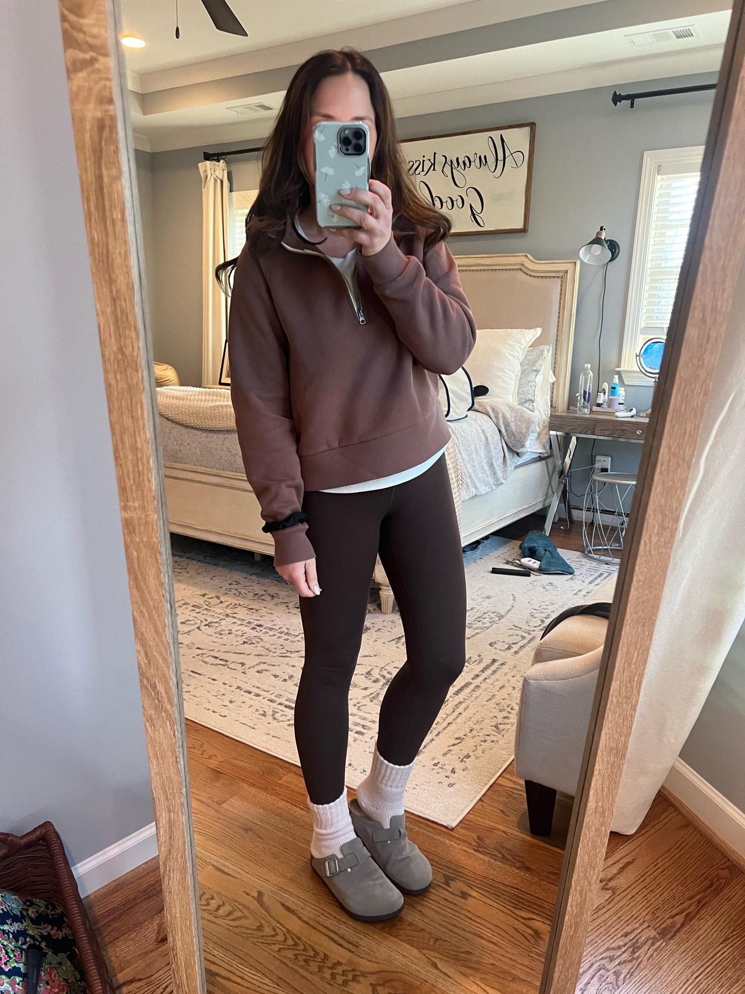 Loving brown as an alternative to black! Favorite amazon leggings and work out tanks! This is a Vuori sweatshirt I can’t link but I also love the amazon dupe I shared! 

‼️Small in everything. (5’5 140lb) 
Choose cropped “long” for tanks 
Clogs size up 1/2 size ‼️
#amazonfashion #amazon #targetfashion 

#LTKFamily #LTKShoeCrush #LTKSeasonal