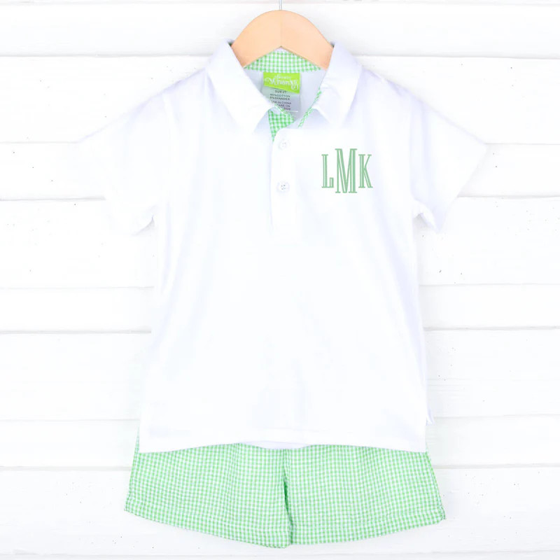Green Seersucker Short Set | Classic Whimsy