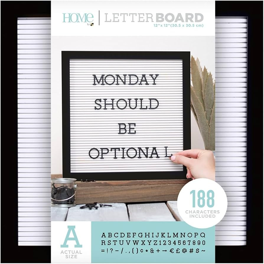 DCWV Framed Letterboard 12"X12"-Black W/White Insert | Amazon (US)