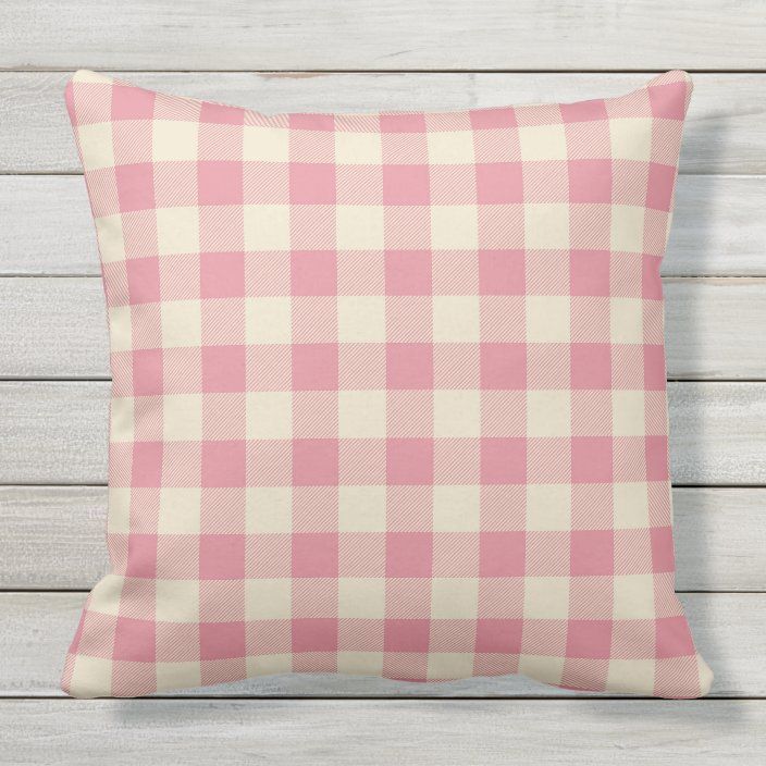 Summer Colors | Coral Pink Buffalo Plaid Outdoor Pillow | Zazzle.com | Zazzle