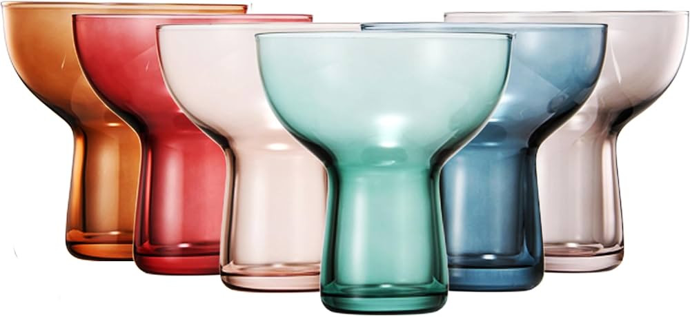 Khen Colored Vintage Art Deco Glasses - Martini, Margarita, Cocktail & Champagne Ribbed Glasses |... | Amazon (US)