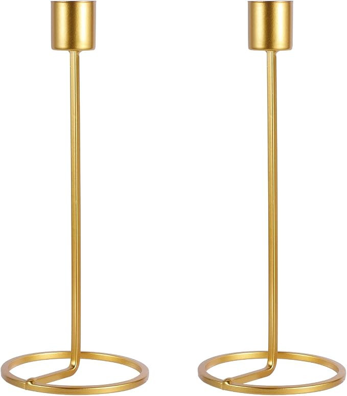 PAFUWEI Gold Candle Holders, 2pcs Nordic Single Head Decorative Candlestick Holder Metal Candle H... | Amazon (US)