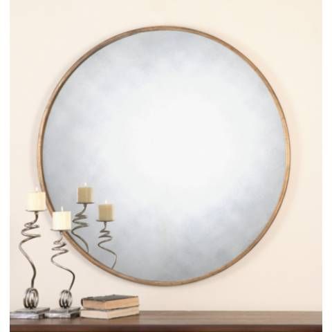 Junius Antique Gold Leaf 43" Round Oversized Wall Mirror | Lamps Plus