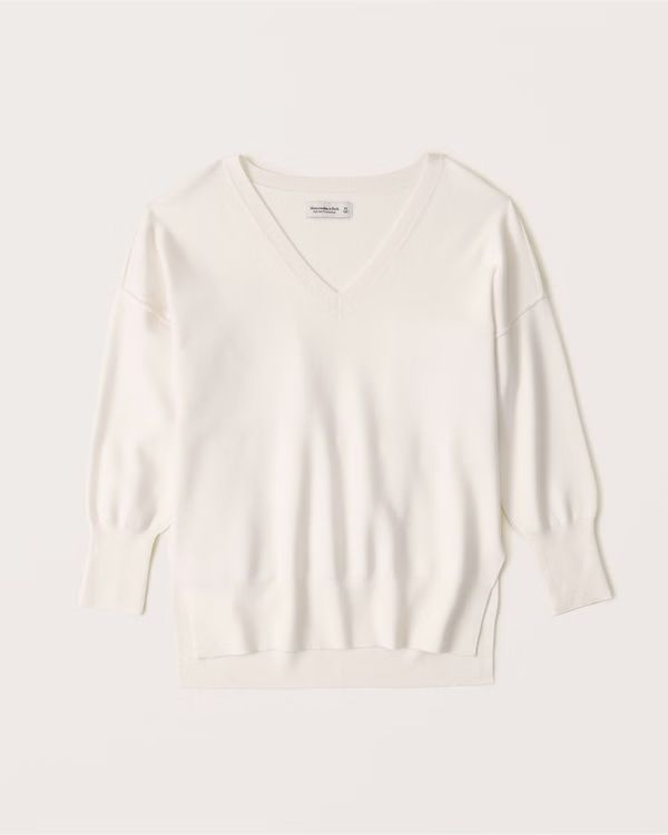 LuxeLoft Oversized Legging-Friendly V-Neck Sweater | Abercrombie & Fitch (US)