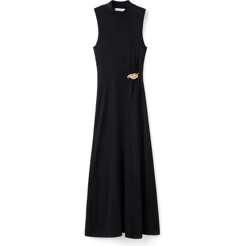 MANGO Mock Neck Knit Maxi Dress in Black at Nordstrom, Size 4 | Nordstrom