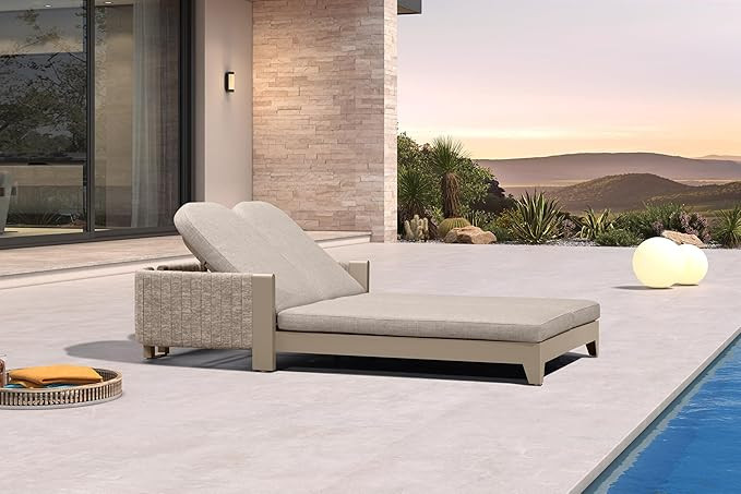PURPLE LEAF Outdoor Chaise Lounge Chairs with Cushion 2-Person Sunbed Lounge Adjustable Backrest ... | Amazon (US)