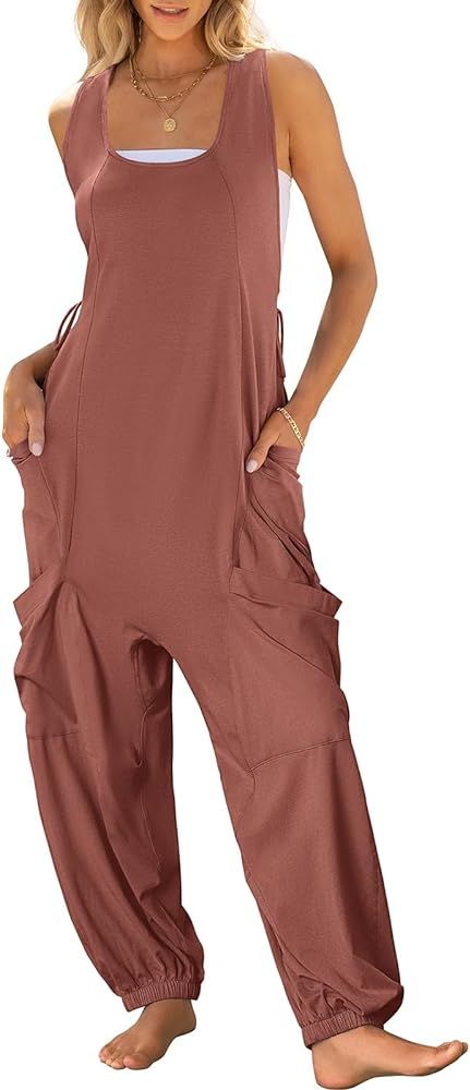 ANRABESS Women Overalls Jumpsuits Loose Casual Dressy Sleeveless Baggy Harem Pants Romper Jumpers... | Amazon (US)