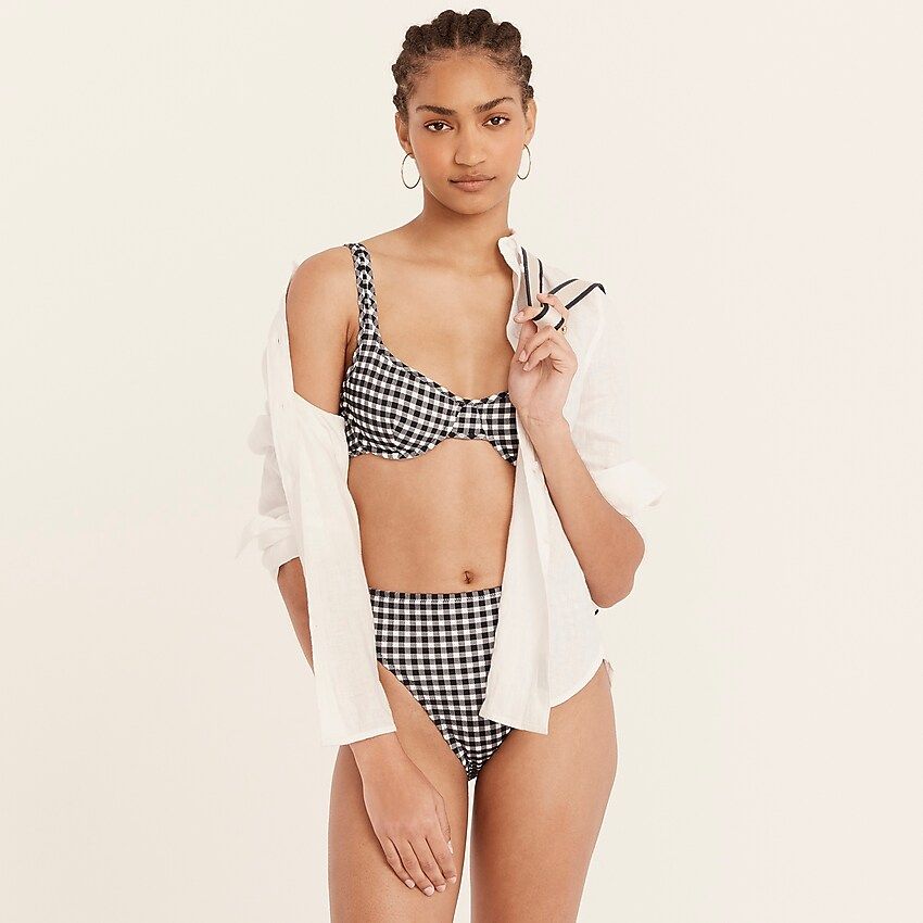 Underwire bikini top in gingham | J.Crew US