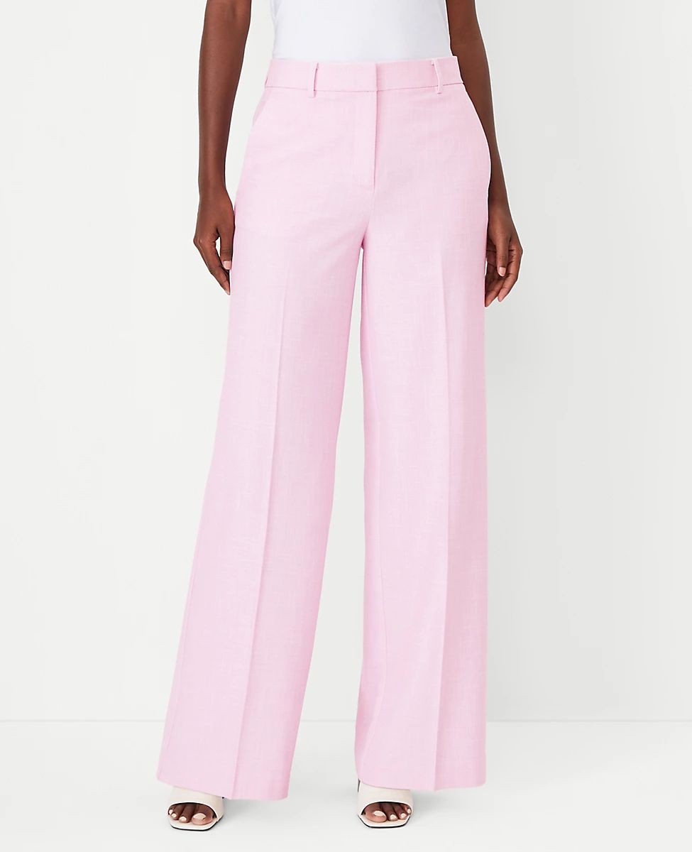 The High Rise Wide Leg Pant in Cross Weave | Ann Taylor (US)