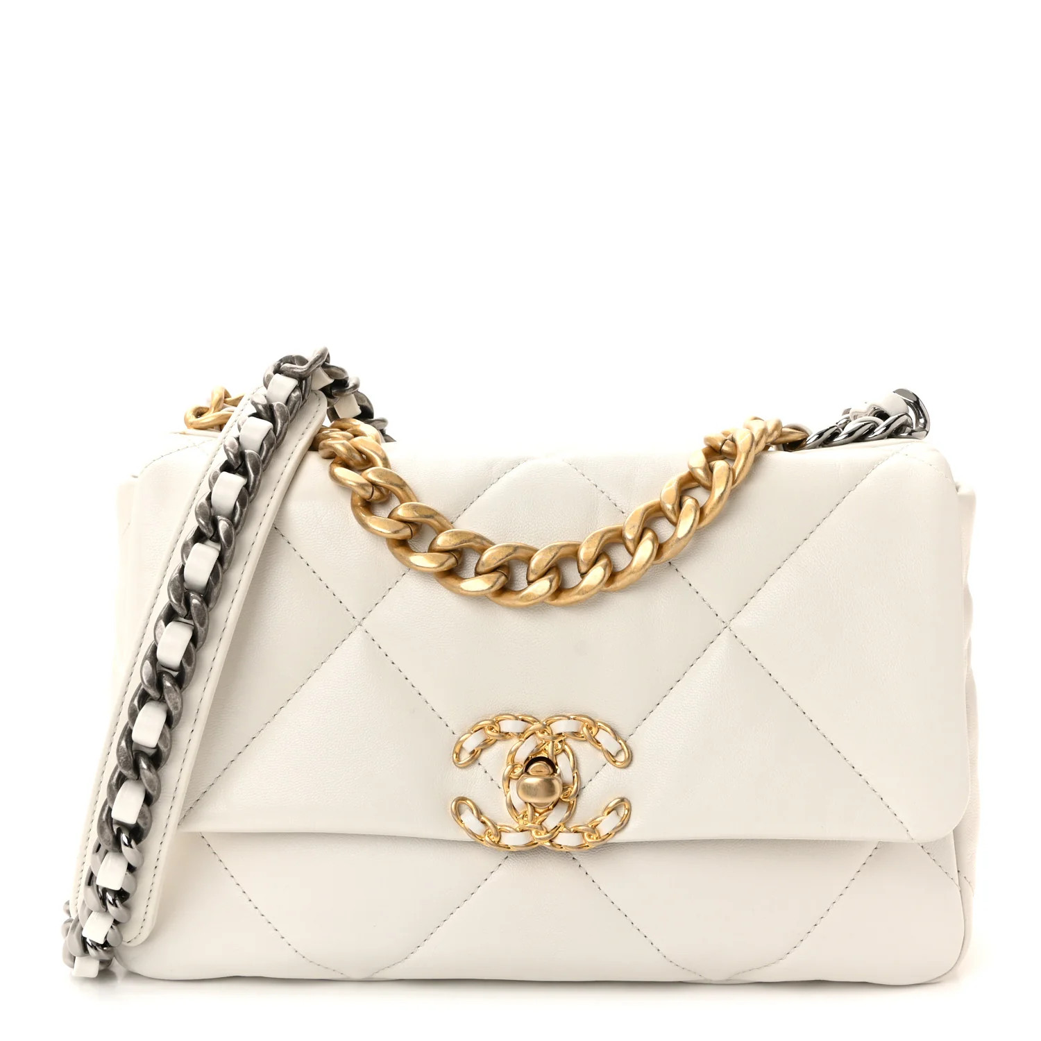 Goatskin Quilted Medium Chanel 19 Flap White | FASHIONPHILE (US)