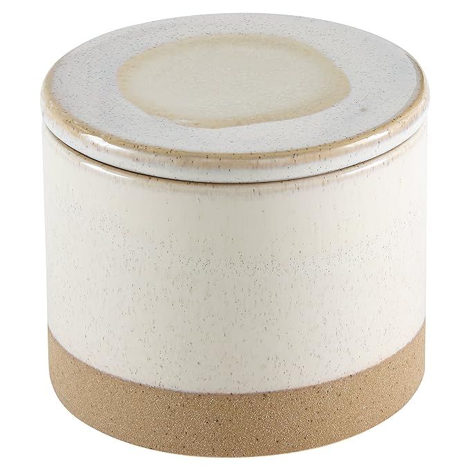 Stone & Beam Organic-Shape Stoneware Round Decorative Organizer Box, 4.75 Inch Height, Sand | Amazon (US)