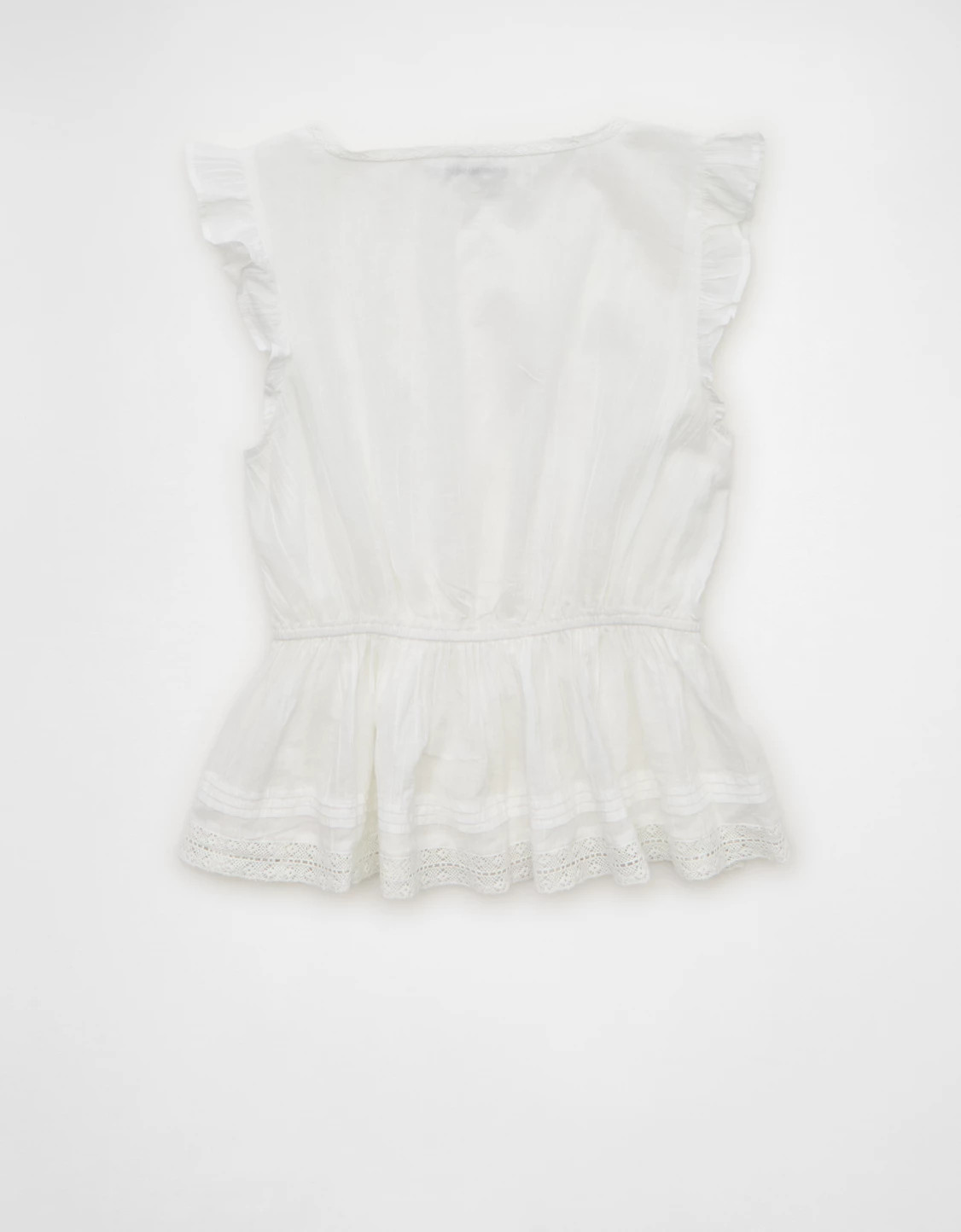 AE Lace Trim Flutter Sleeve Blouse | American Eagle Outfitters (US & CA)