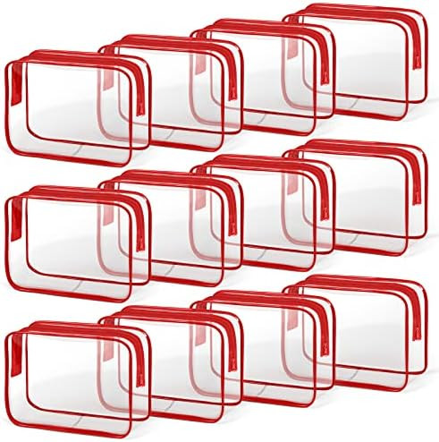 TISRATOK 12 PCS Clear Makeup Bag for Women with Zipper, TSA Approved Toiletry Pouch, Cosmetic Bag... | Amazon (US)