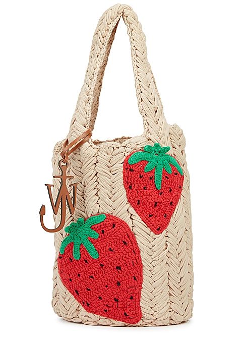 Stone strawberry-appliquéd knitted tote | Harvey Nichols (Global)