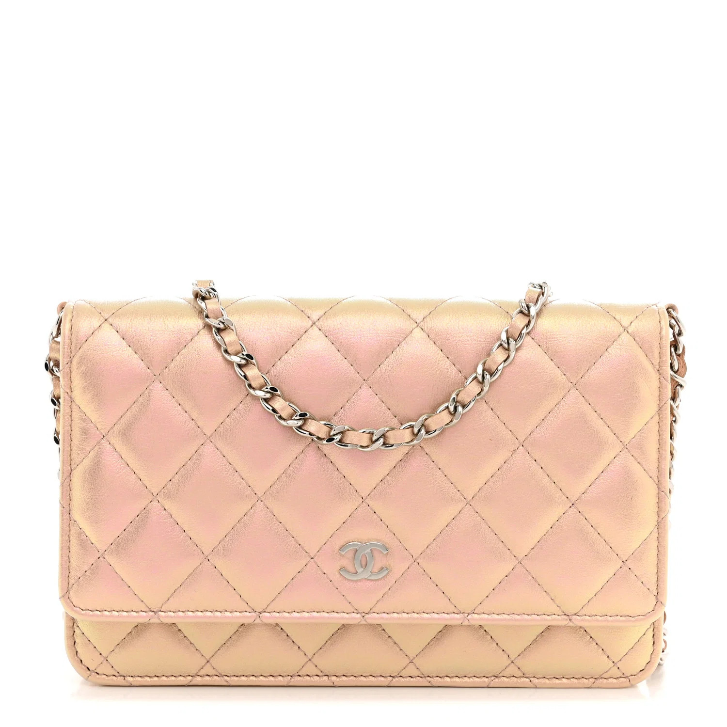 Chanel Iridescent Calfskin Quilted Wallet On Chain WOC Pink 1917744 | FASHIONPHILE (US)