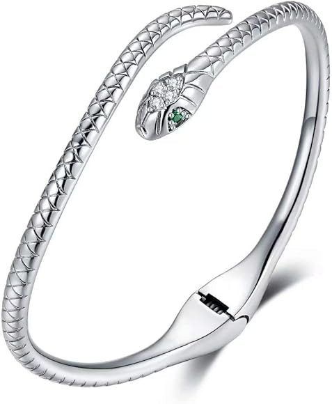 Presentski Snake Bracelet Sterling Silver Open Bangle Serpent Bracelet Vintage Silver Bracelet fo... | Amazon (US)