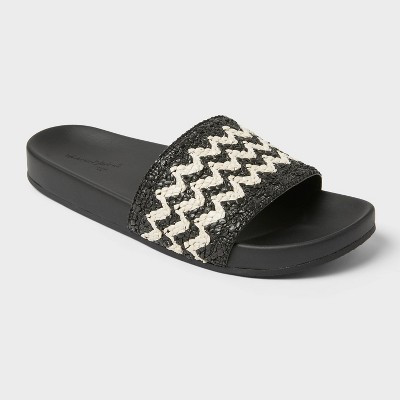 Women's Chloe Raffia Footbed Slide Sandals - Universal Thread™ Black 5: Cushioned, Slip-On, Ope... | Target