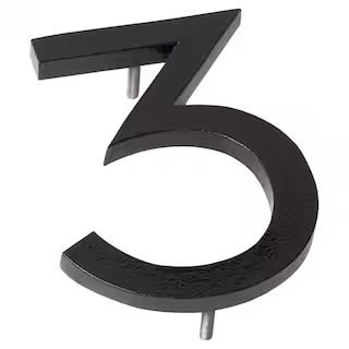 Montague Metal Products 12 in. Black Aluminum Floating or Flat Modern House Number 3 | The Home Depot