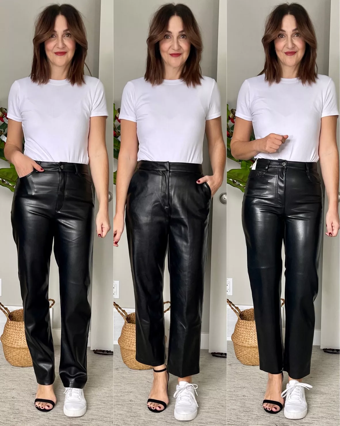 Leather-Like Slim Straight Pant curated on LTK