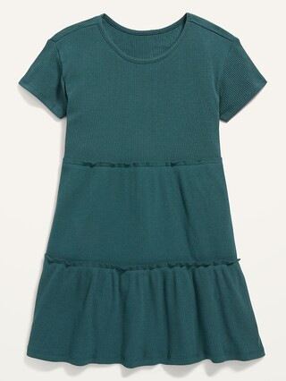 Rib-Knit Tiered Short-Sleeve Dress for Girls | Old Navy (US)