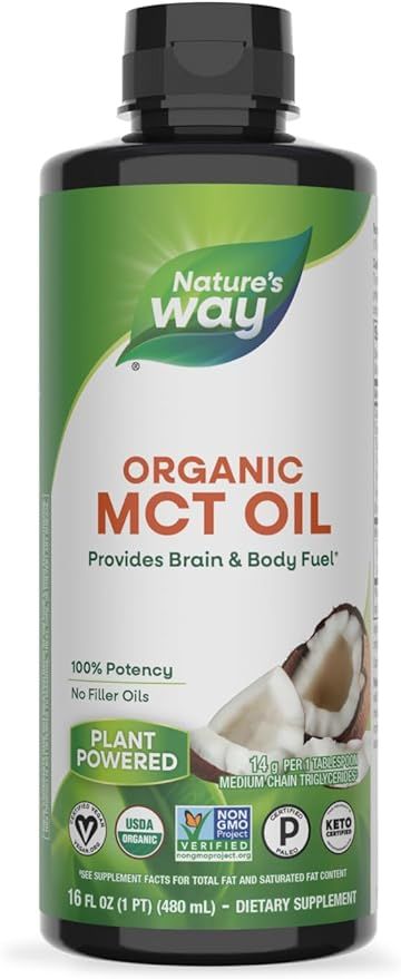 Nature's Way Organic MCT Oil, Brain and Body Fuel from Coconuts*; Keto and Paleo Certified, Organ... | Amazon (US)